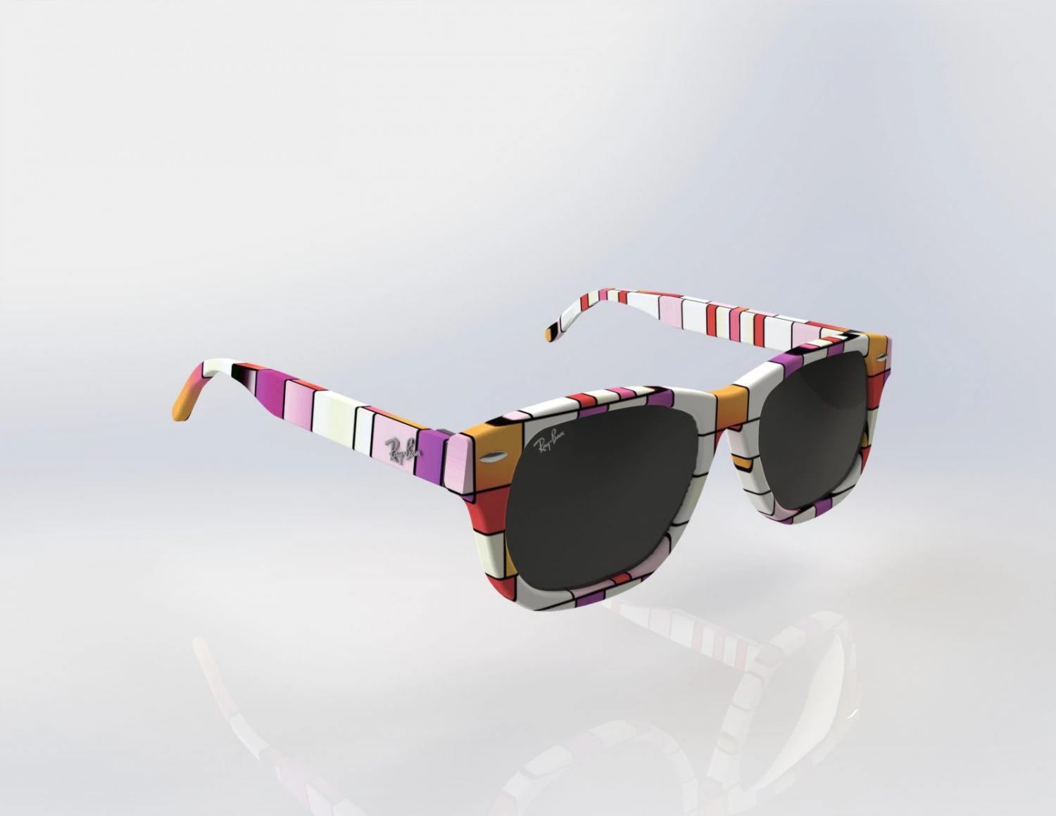 rayban wayfarer rareprint sunglasses model rb5121 3D Model .c4d .max .obj .3ds .fbx .stl .blend 