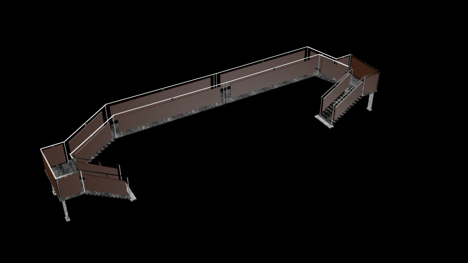 simple elevated walkway 3D Model .c4d .max .obj .3ds .fbx .stl .blend