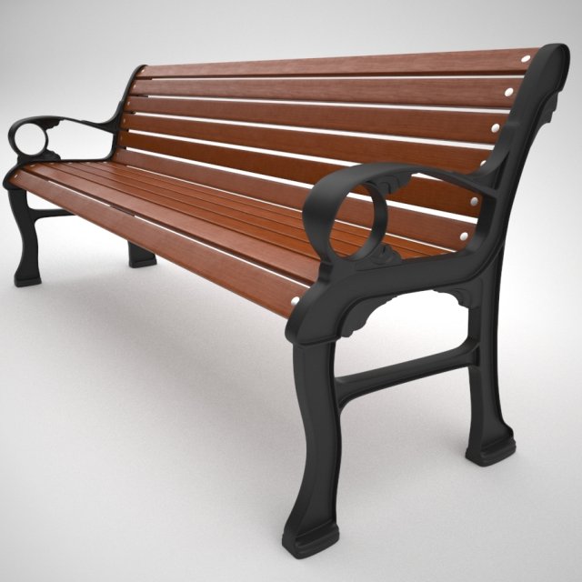 exterior wood bench 3D Модель .c4d .max .obj .3ds .fbx .stl .blend 