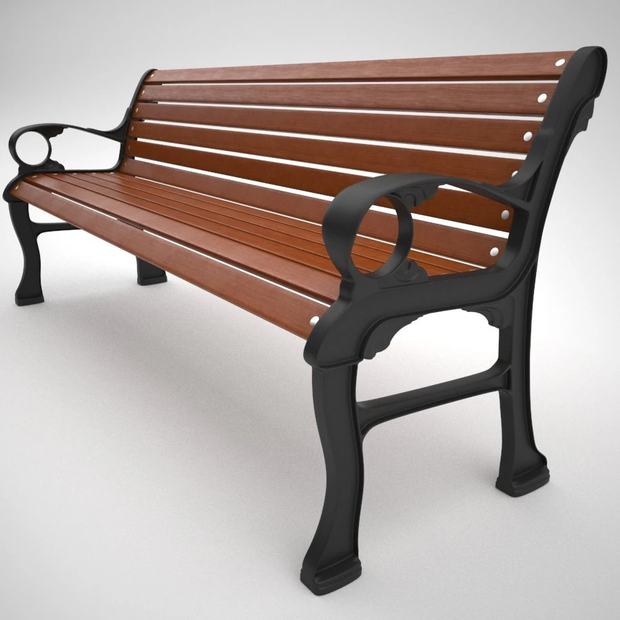 exterior wood bench 3D Model .c4d .max .obj .3ds .fbx .stl .blend 