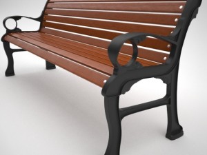exterior wood bench 3D Model
