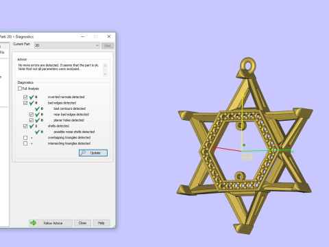 18k Gold and Diamond Mulitcolored Star of David Pendant Modello di stampa 3D
