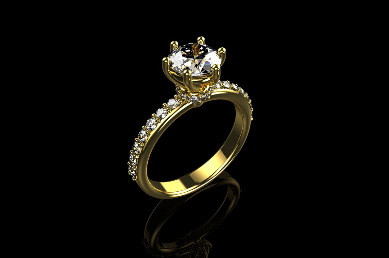 18k Yellow Diamond Engagement Rings 5 3D 打印模型 .c4d .max .obj .3ds .fbx .stl .blend