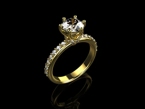Cincin Pertunangan Berlian Kuning 18k5 Model Cetak 3D