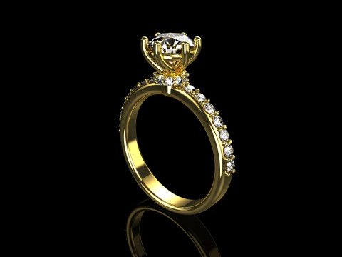 18k Yellow Diamond Engagement Rings 5 3D Print Model