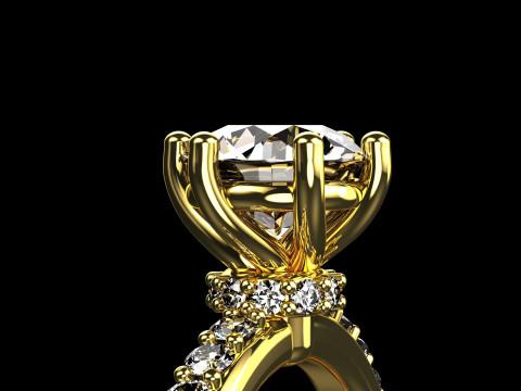 18k Yellow Diamond Engagement Rings 5 3D Print Model
