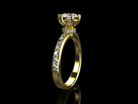 18k Yellow Diamond Engagement Rings 5 3D Print Model