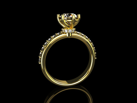 18k Yellow Diamond Engagement Rings 5 3D Print Model