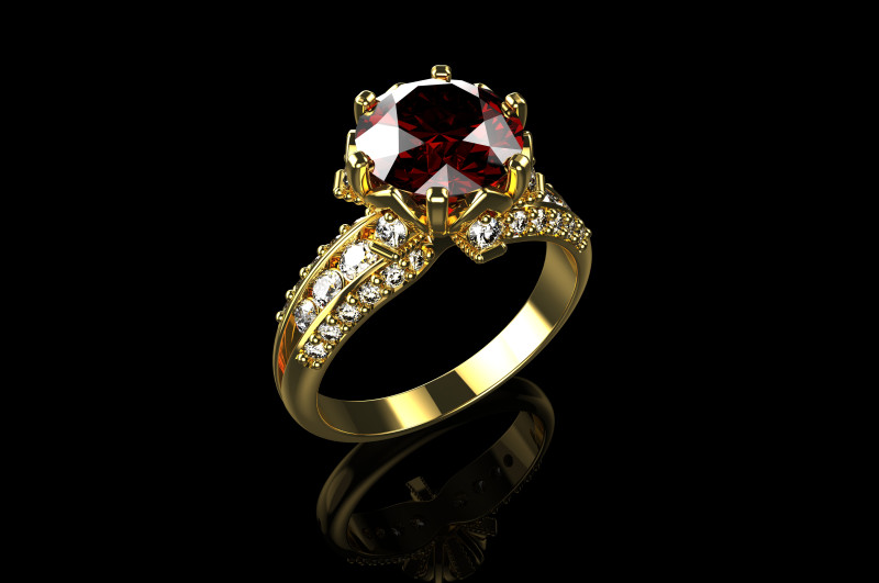 18k Yellow Diamond Engagement Rings 6 3D Принт Модель .c4d .max .obj .3ds .fbx .stl .blend