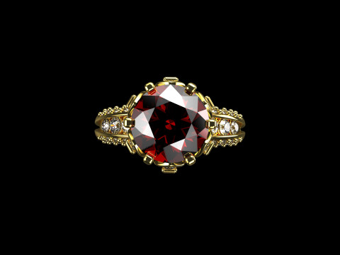 18k Yellow Diamond Engagement Rings 6 3D Принт Модель