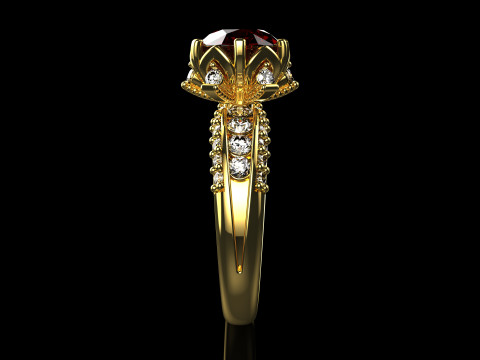 18k Yellow Diamond Engagement Rings 6 3D Принт Модель