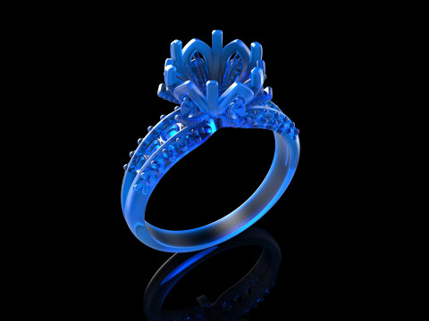18k Yellow Diamond Engagement Rings 6 3D Принт Модель