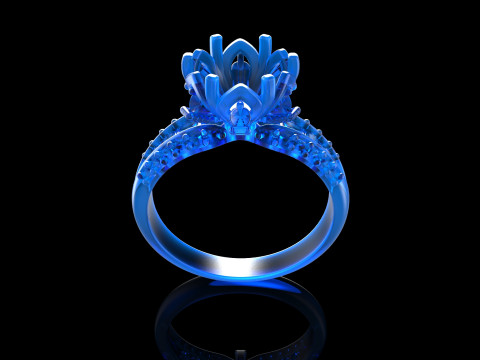 18k Yellow Diamond Engagement Rings 6 3D Принт Модель