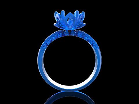 18k Yellow Diamond Engagement Rings 6 3D Принт Модель