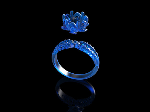 18k Yellow Diamond Engagement Rings 6 3D Принт Модель