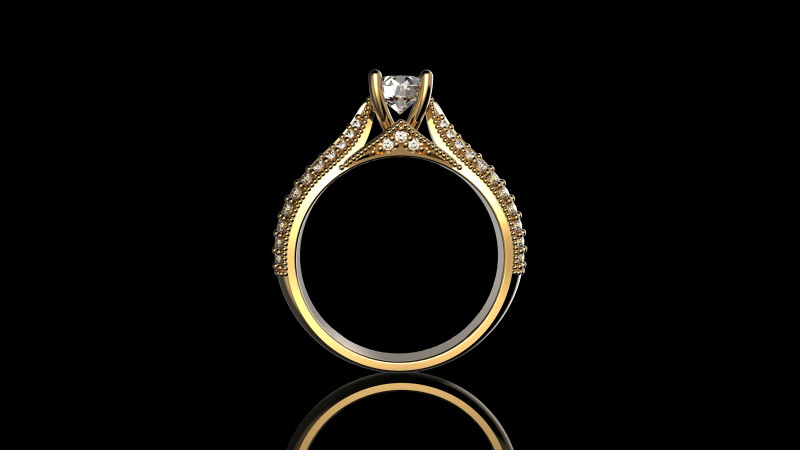 18K Yellow God Diamond Ring Modello di stampa 3D .c4d .max .obj .3ds .fbx .stl .blend
