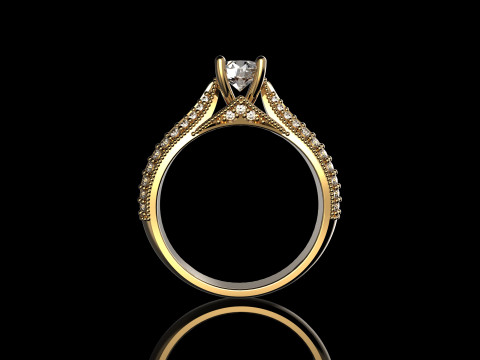 18K Yellow God Diamond Ring Modelo de impresión 3D