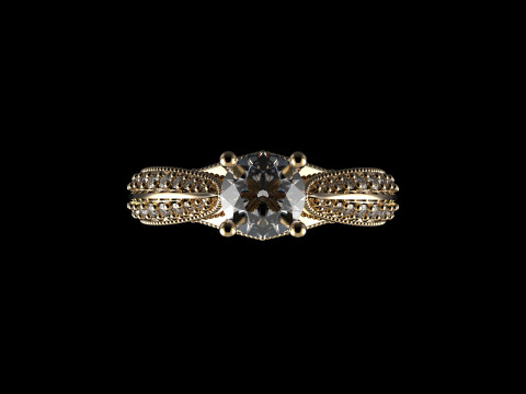 18K Yellow God Diamond Ring Modello di stampa 3D