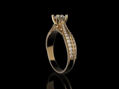 18K Yellow God Diamond Ring Modello di stampa 3D