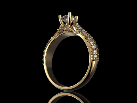 18K Yellow God Diamond Ring Modello di stampa 3D