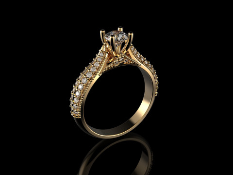 18K Yellow God Diamond Ring Modello di stampa 3D
