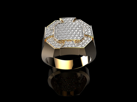 18K Yellow Gold Diamond Rings for Men 3D प्रिंट मॉडल
