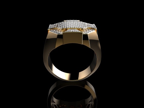 18K Yellow Gold Diamond Rings for Men 3Dプリントモデル