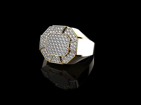 18K Yellow Gold Diamond Rings for Men 3D Print Model