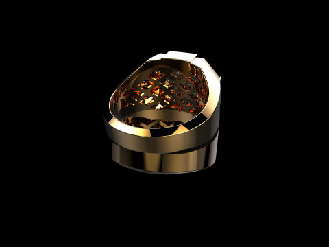 18K Yellow Gold Diamond Rings for Men 3Dプリントモデル