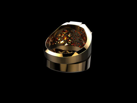 18K Yellow Gold Diamond Rings for Men 3D Print Model