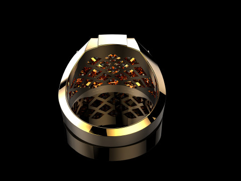 18K Yellow Gold Diamond Rings for Men 3Dプリントモデル