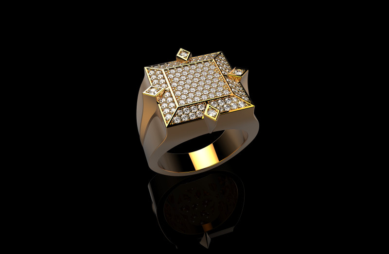 18K Yellow Gold Diamond Rings for Men 2 3D प्रिंट मॉडल .c4d .max .obj .3ds .fbx .stl .blend 
