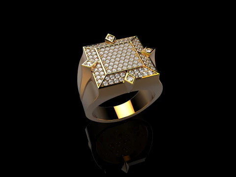 Каблучки з жовтого золота 18K для чоловіків 2 3D Принт Модель