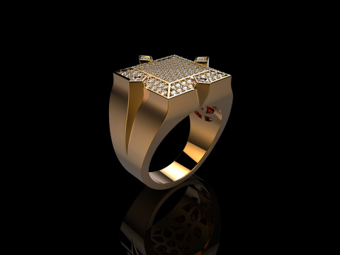 18K Yellow Gold Diamond Rings for Men 2 3D प्रिंट मॉडल