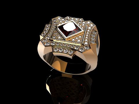 18K Yellow Gold Diamond Rings for Men 3 Model Cetak 3D