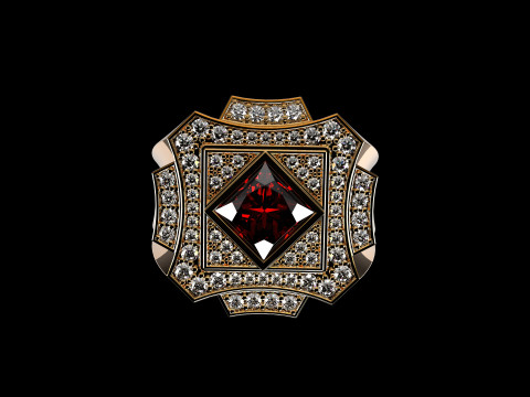 18K Yellow Gold Diamond Rings for Men 3 Model Cetak 3D
