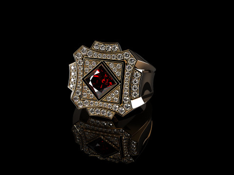 18K Yellow Gold Diamond Rings for Men 3 Model Cetak 3D