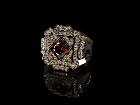 18K Yellow Gold Diamond Rings for Men 3 3D Print Model