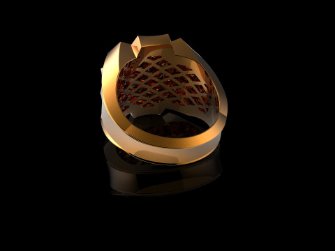 18K Yellow Gold Diamond Rings for Men 3 Model Cetak 3D