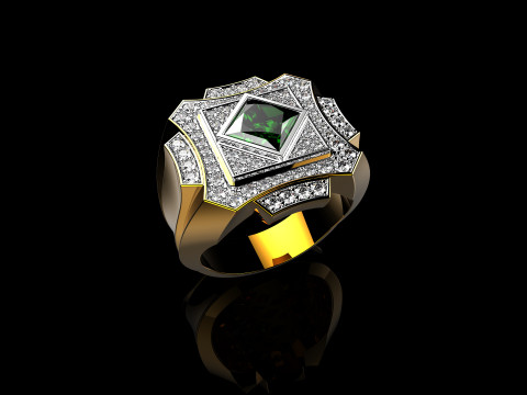 18K Yellow Gold Diamond Rings for Men 3 Model Cetak 3D