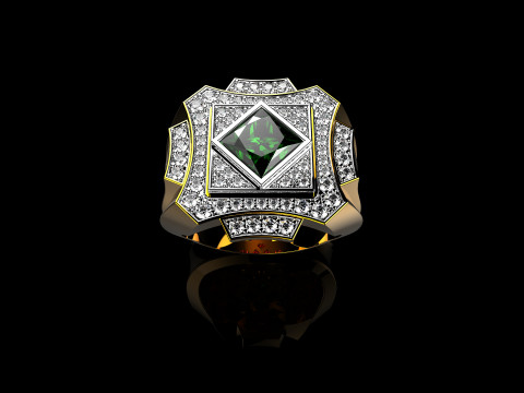 18K Yellow Gold Diamond Rings for Men 3 Model Cetak 3D
