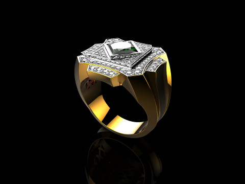 18K Yellow Gold Diamond Rings for Men 3 Model Cetak 3D