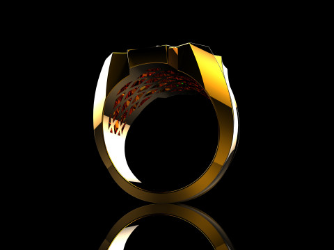 18K Yellow Gold Diamond Rings for Men 3 Model Cetak 3D