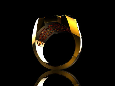 18K Yellow Gold Diamond Rings for Men 3 3D Print Model