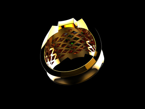 18K Yellow Gold Diamond Rings for Men 3 Model Cetak 3D