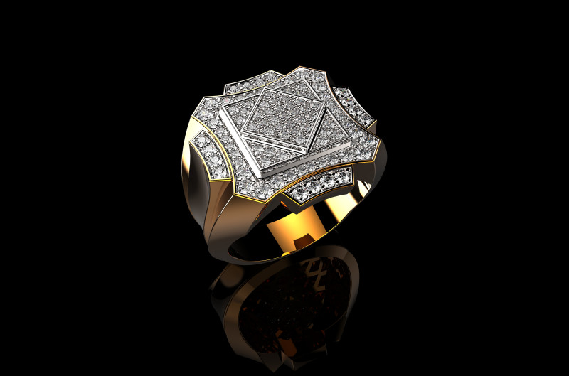 18K Yellow Gold Diamond Rings for Men 4 Model Cetak 3D .c4d .max .obj .3ds .fbx .stl .blend