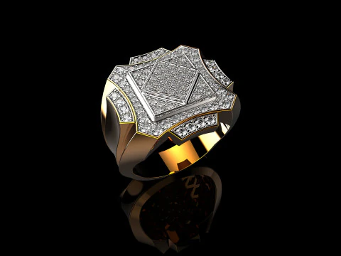 Каблучки з жовтого золота 18K для чоловіків 4 3D Принт Модель