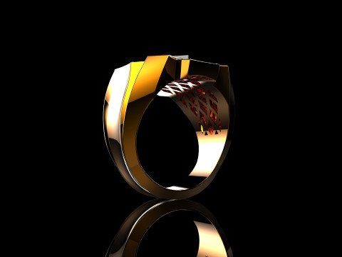 18K Yellow Gold Diamond Rings for Men 4 Model Cetak 3D