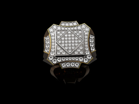 18K Yellow Gold Diamond Rings for Men 4 Model Cetak 3D