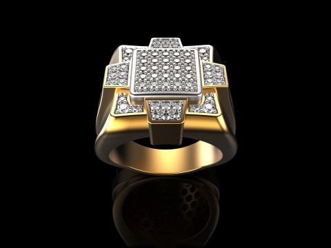 18K Yellow Gold Diamond Rings for Men 5 Modelo de impresión 3D